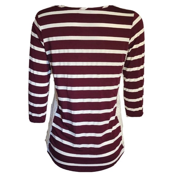 PAPERMOON Stitch Fix Purple White Striped Lace Detail Top Womens Size S Small - Picture 3 of 5